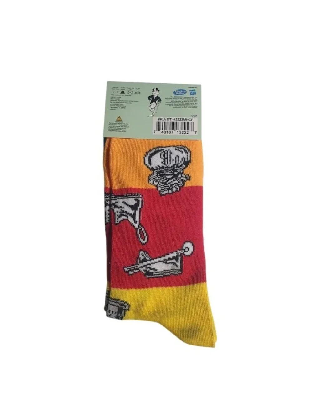 Monopoly Board Game Themed Crew Socks Fits Mens Shoe Size 6 12 Colorful Design